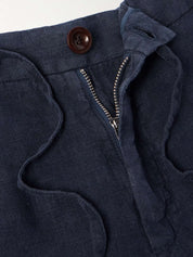 Straight-Leg Linen Drawstring Bermuda Shorts