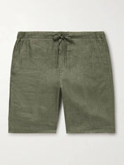 Straight-Leg Linen Drawstring Shorts