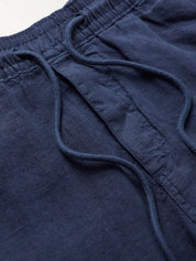 Straight-Leg Linen Drawstring Trousers