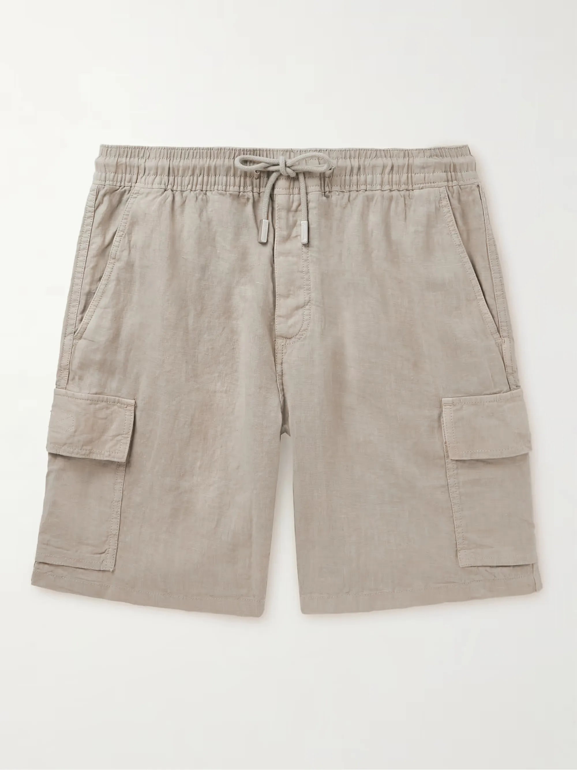 Straight-Leg Linen Drawstring Cargo Shorts