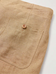 Straight-Leg Linen Drawstring Bermuda Shorts