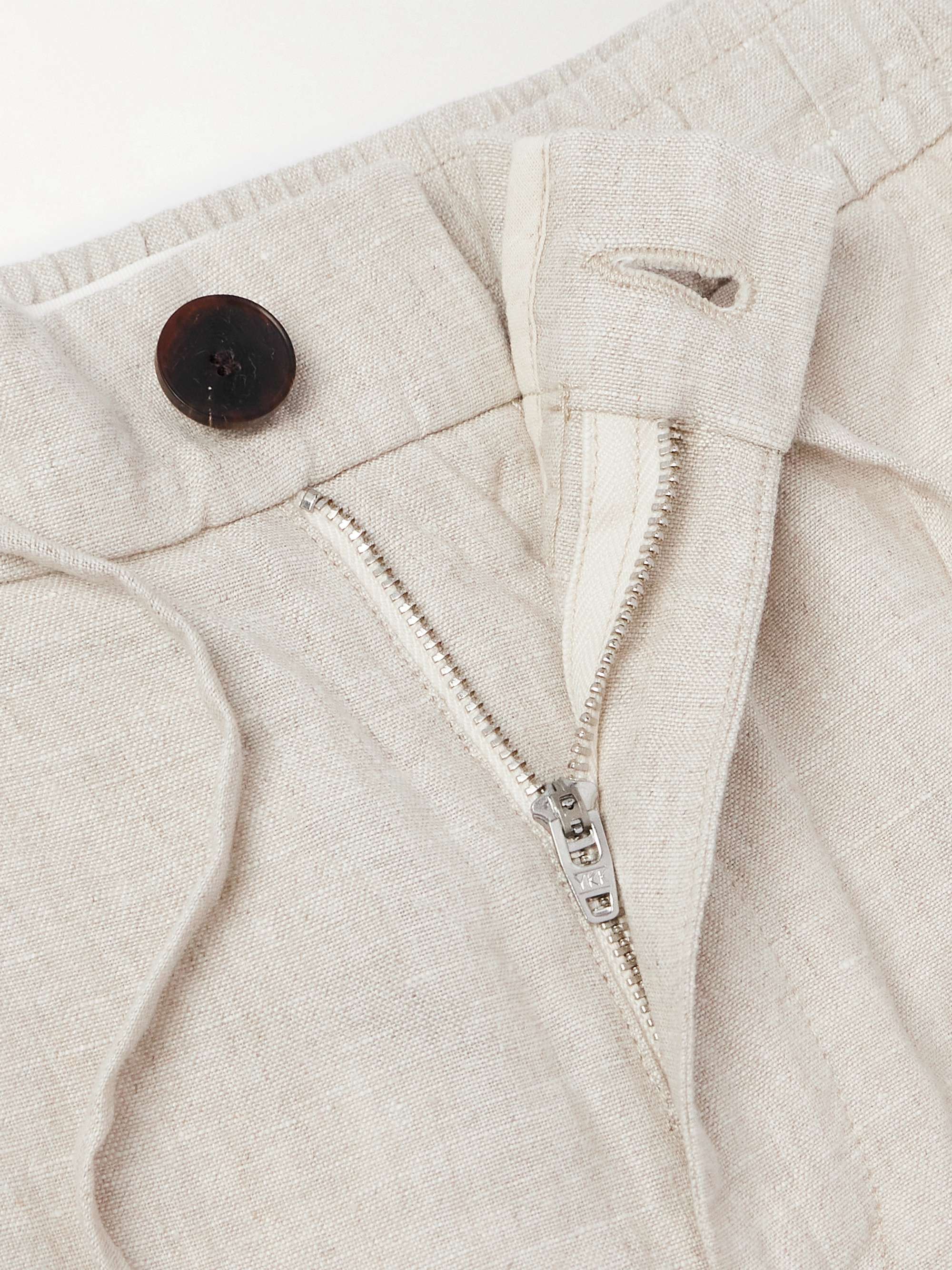 Tapered Linen Drawstring Cargo Trousers