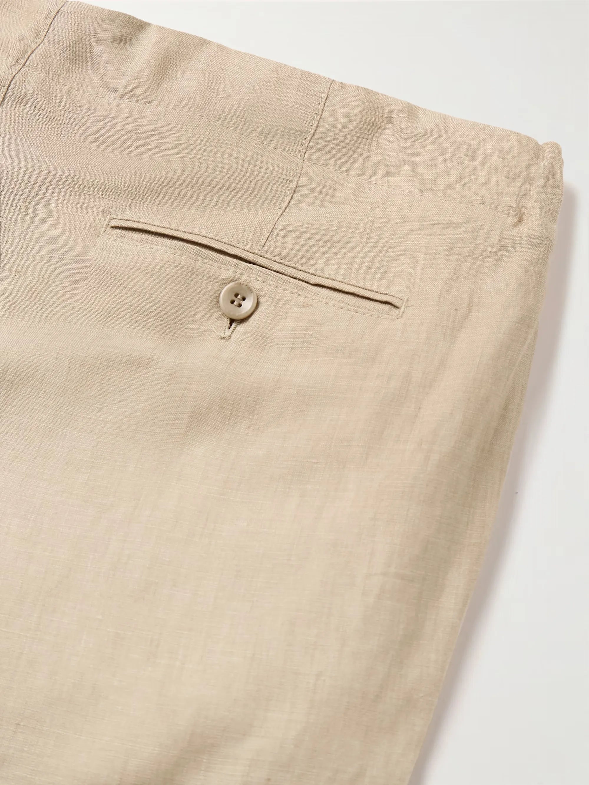 Straight-Leg Linen Drawstring Shorts