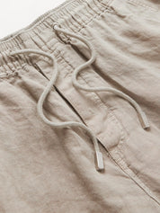 Straight-Leg Linen Drawstring Cargo Shorts