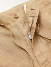Straight-Leg Linen Drawstring Bermuda Shorts