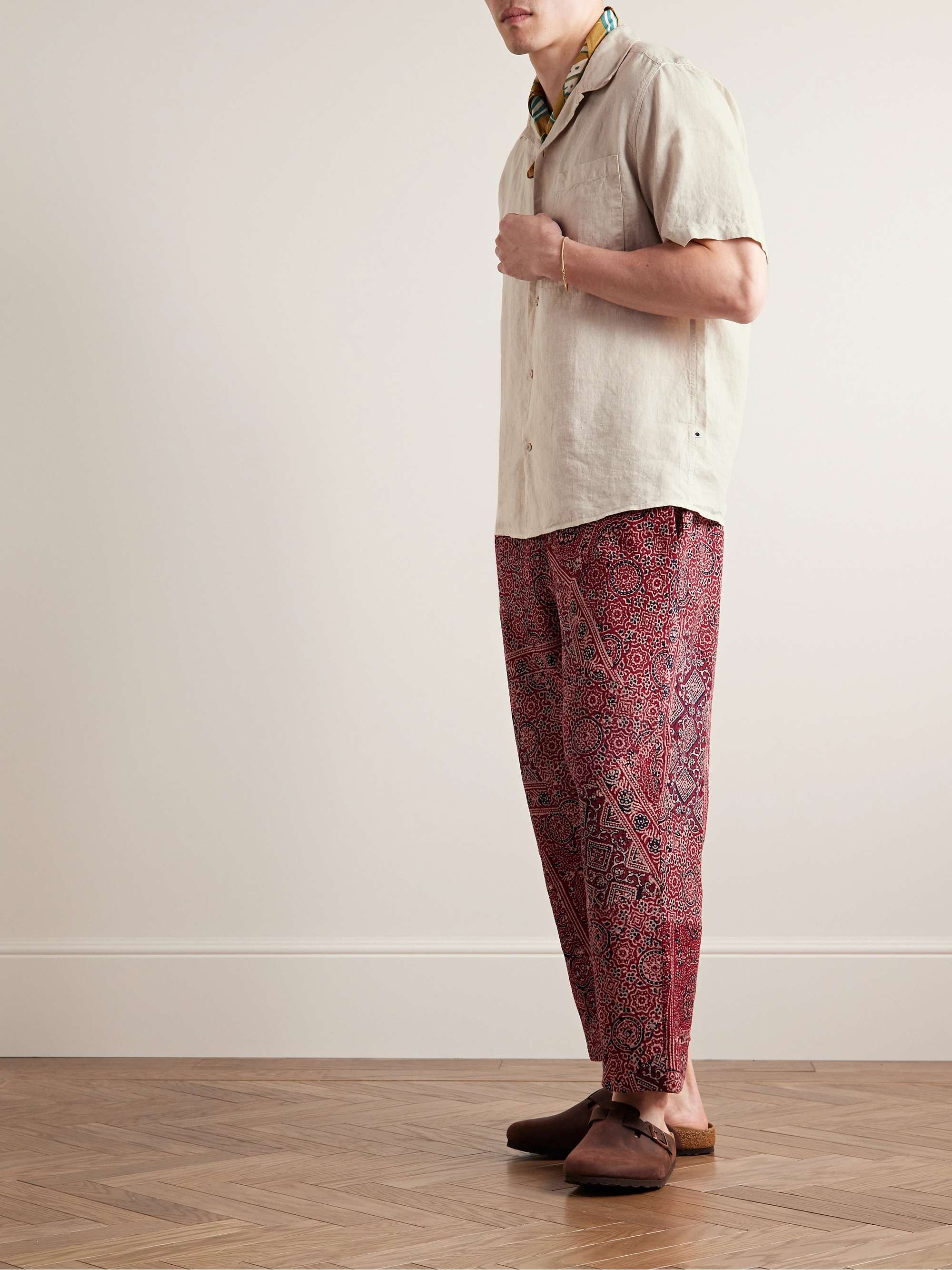 Convertible-Collar Linen Shirt