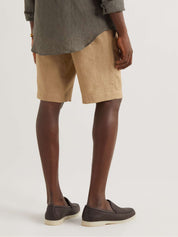 Straight-Leg Linen Drawstring Bermuda Shorts