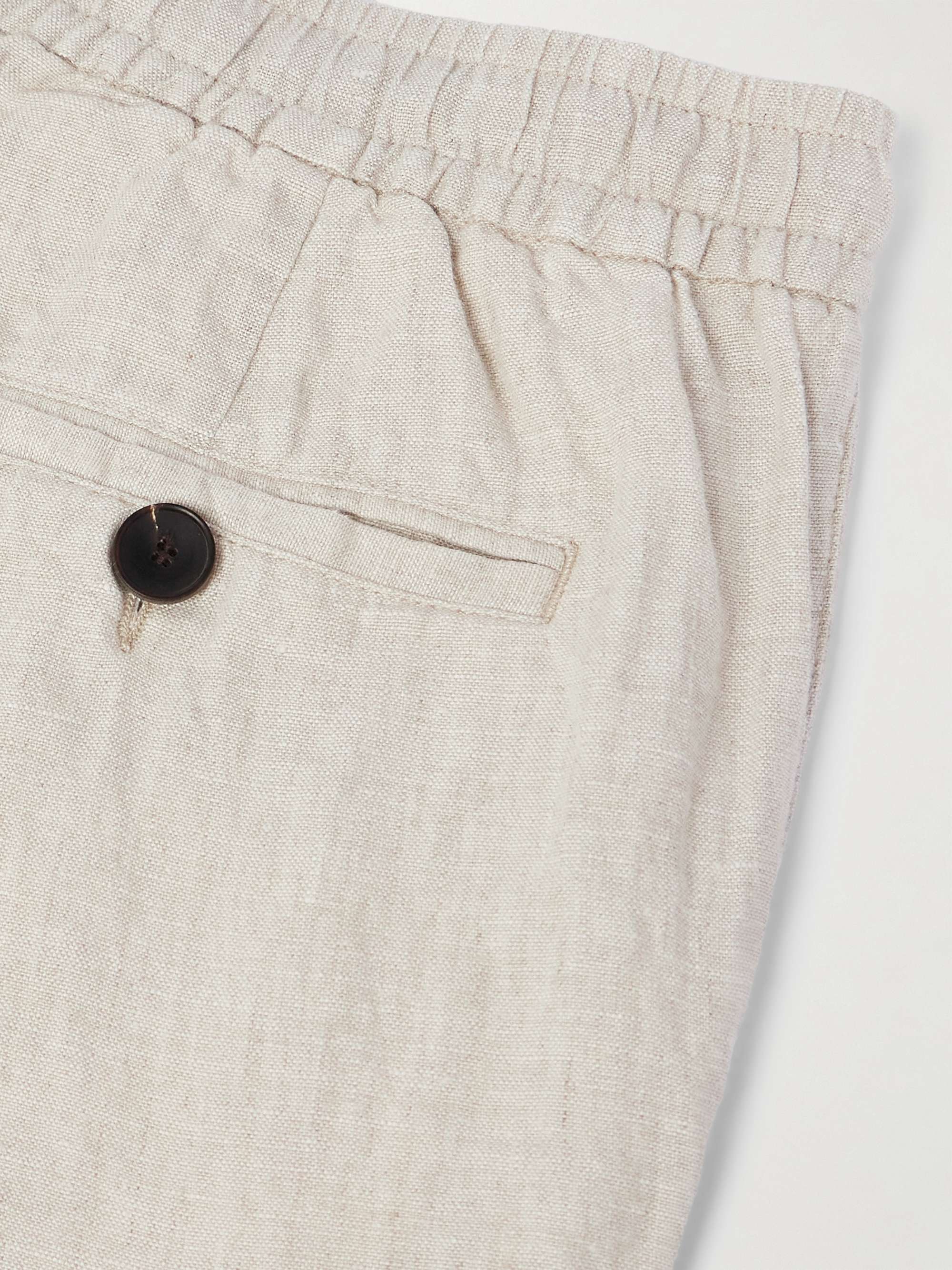 Tapered Linen Drawstring Cargo Trousers