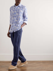 Straight-Leg Linen Drawstring Trousers