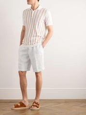 Straight-Leg Pleated Linen Bermuda Shorts