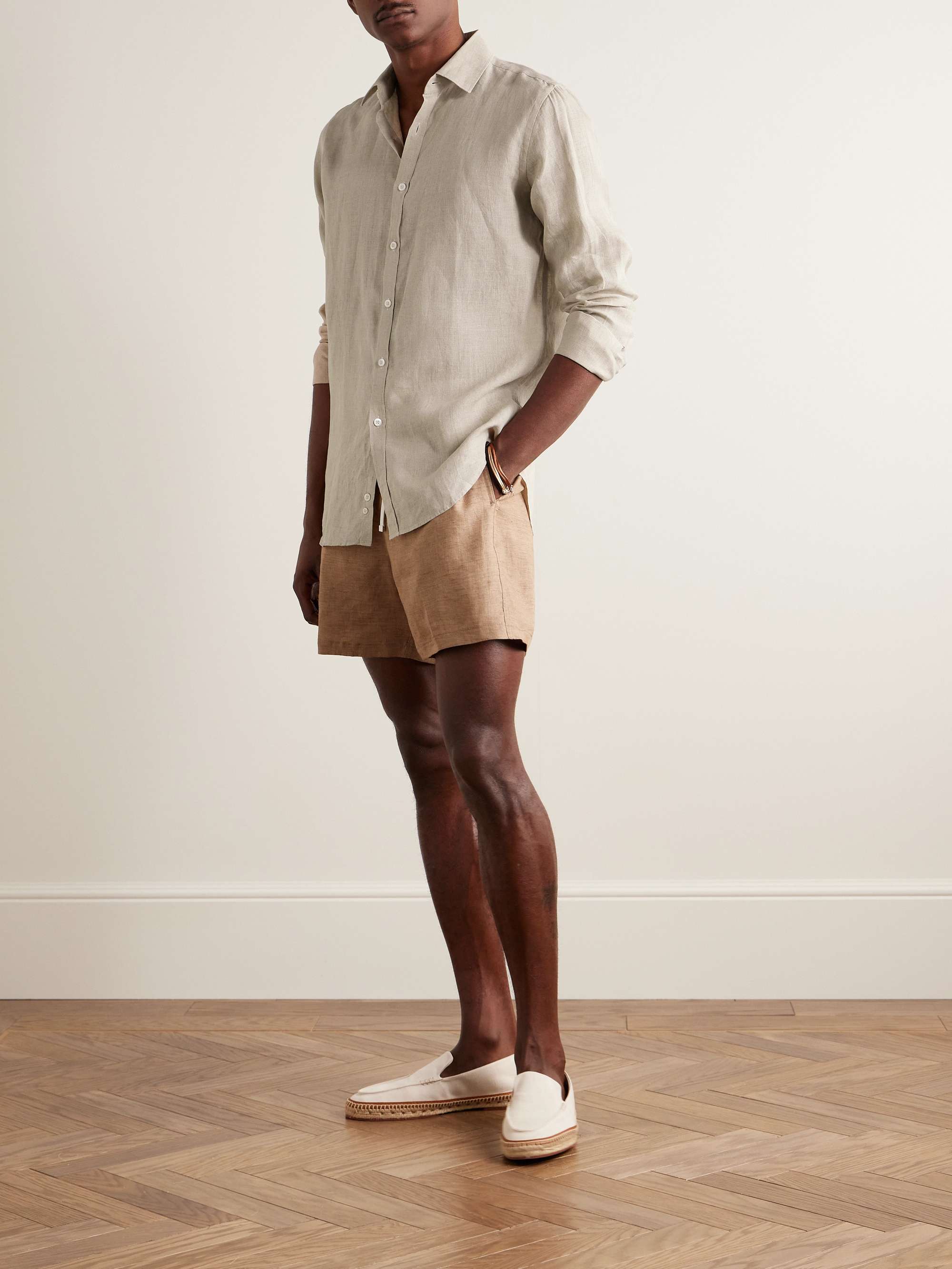 Men Linen Shirt in Beige