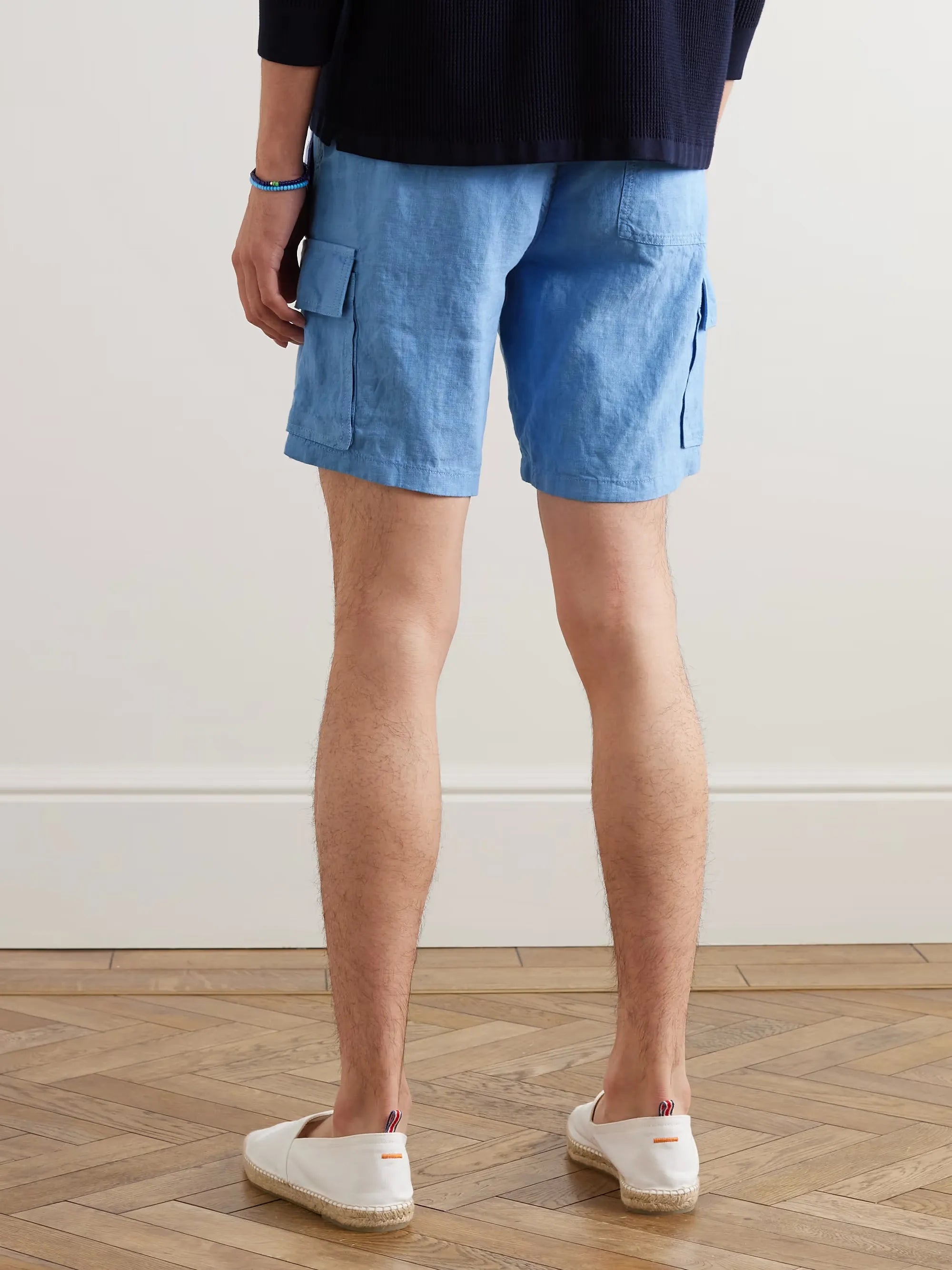 Straight-Leg Linen Drawstring Cargo Shorts