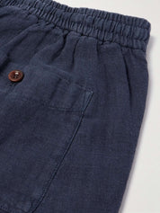 Straight-Leg Linen Drawstring Bermuda Shorts