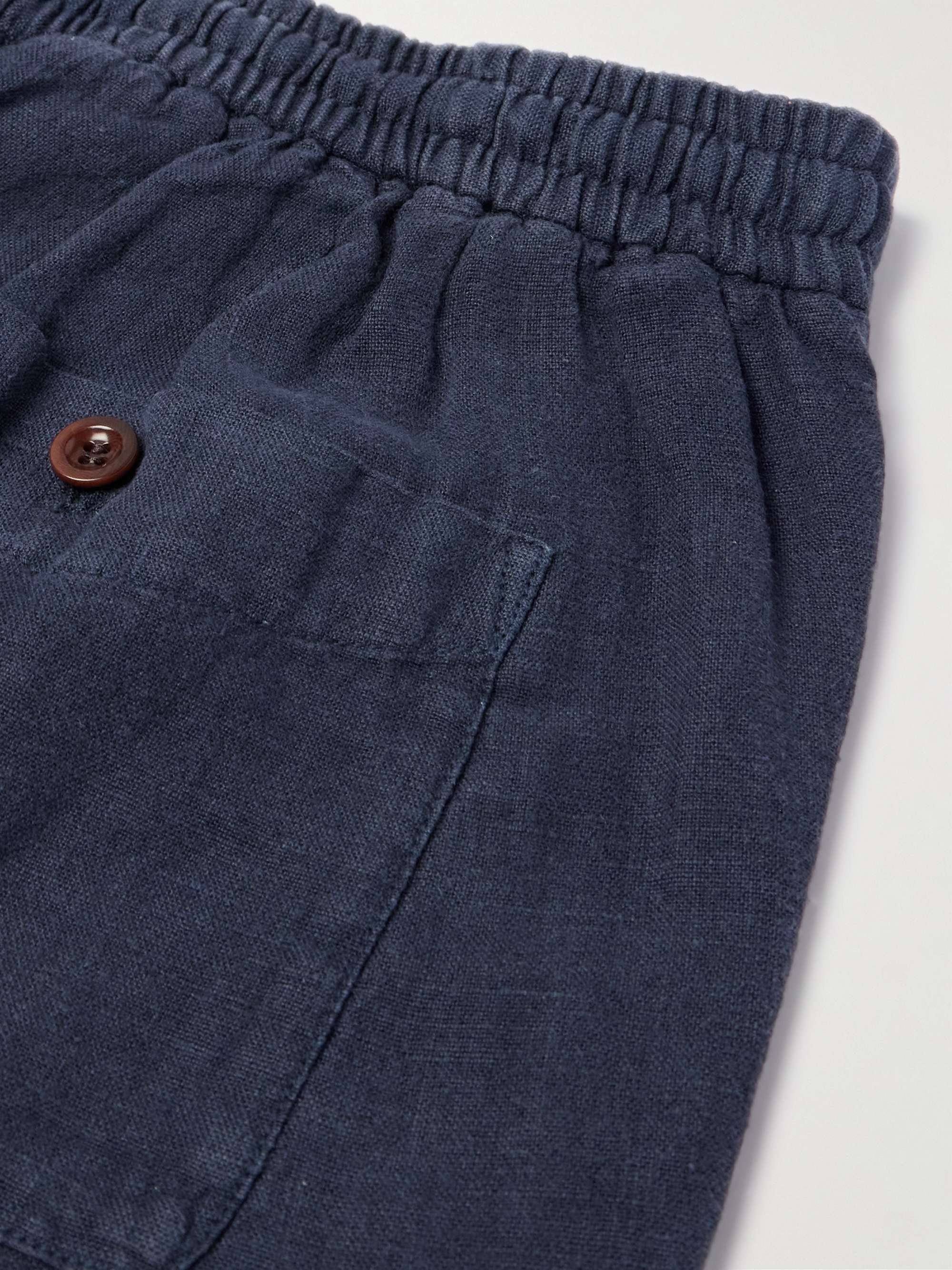 Straight-Leg Linen Drawstring Bermuda Shorts