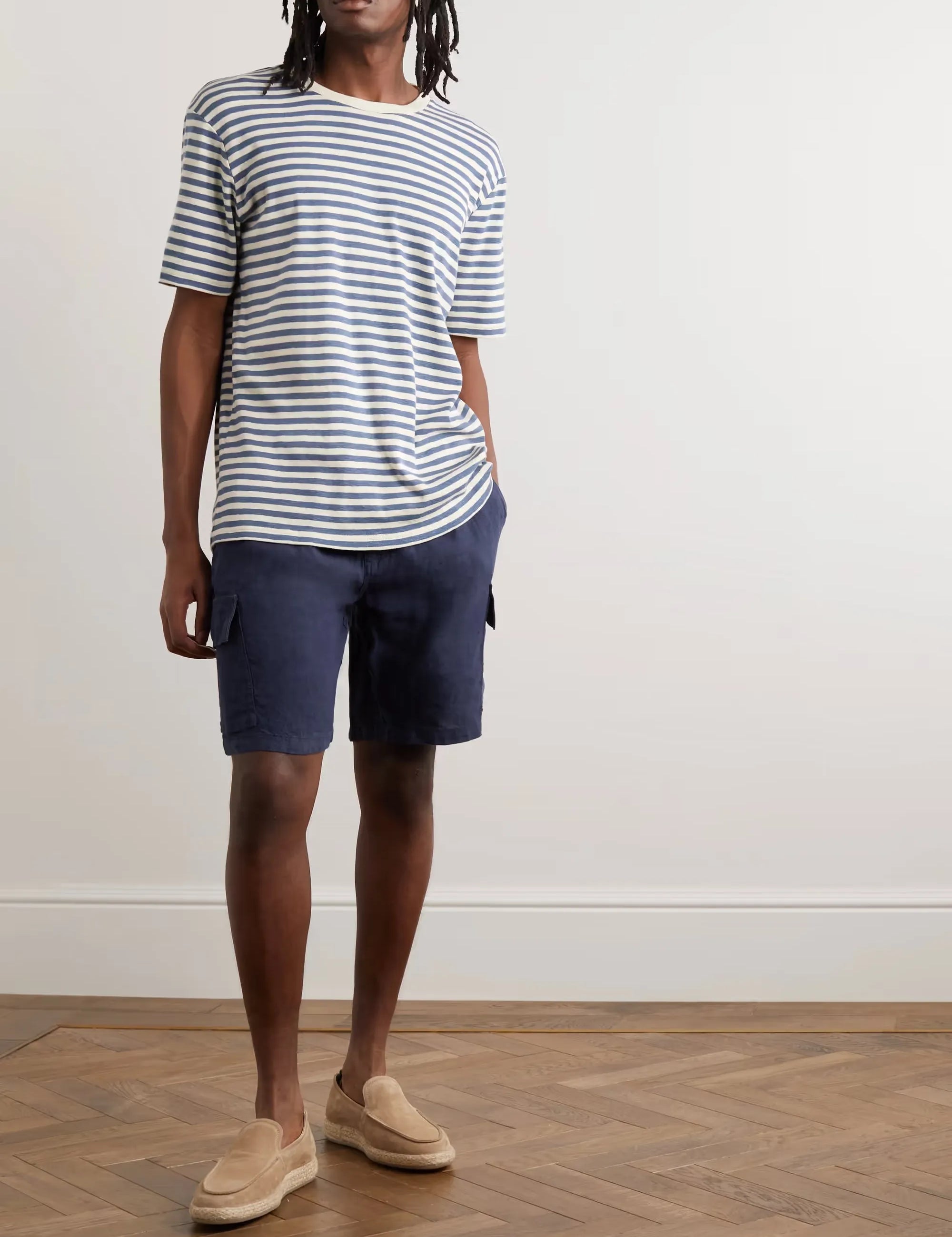 Straight-Leg Linen Drawstring Cargo Shorts