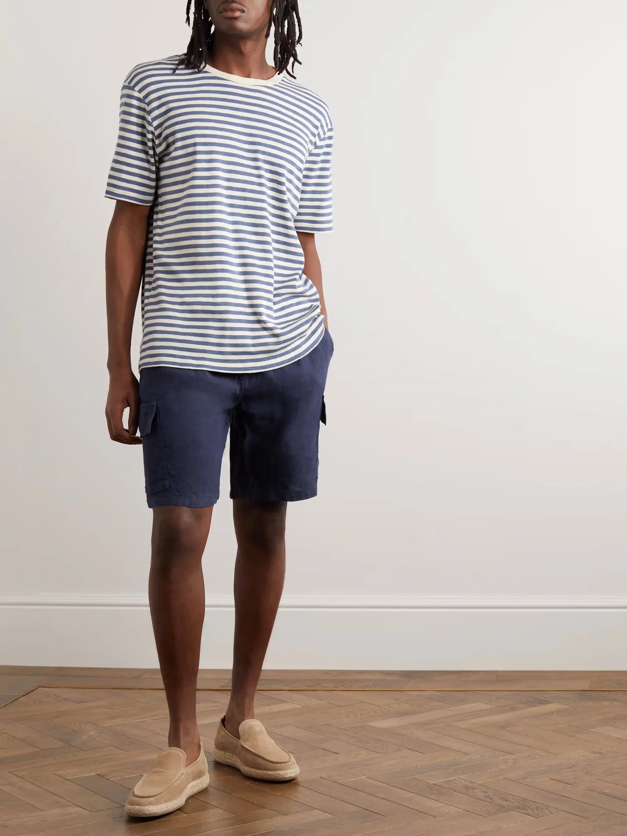 Straight-Leg Linen Drawstring Cargo Shorts