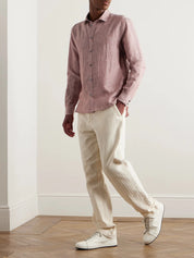 Cutaway-Collar Linen and Cotton-Blend Shirt