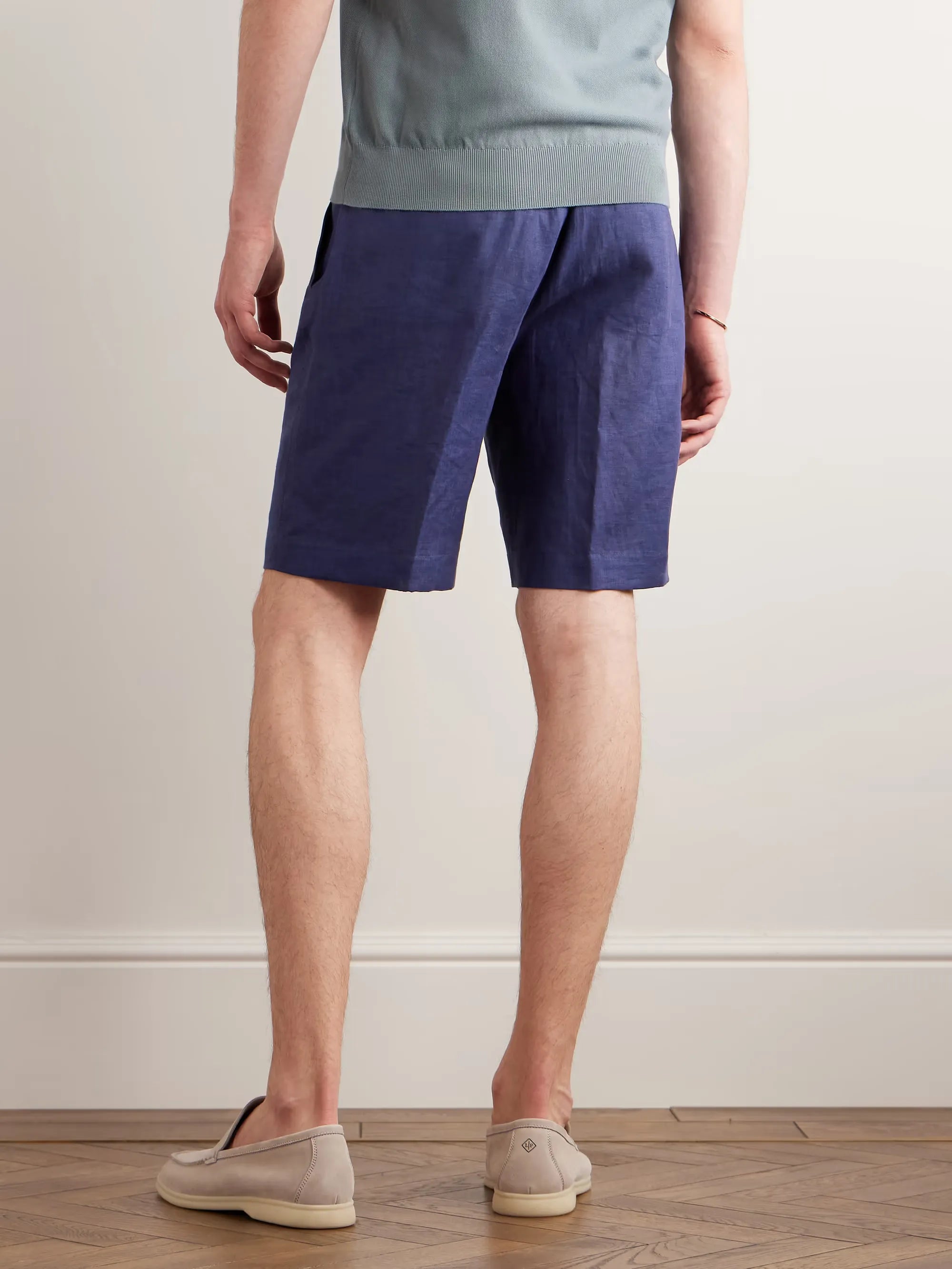 Straight-Leg Linen Drawstring Shorts