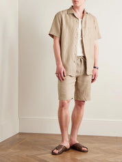 Straight-Leg Linen Drawstring Shorts