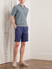 Straight-Leg Linen Drawstring Shorts