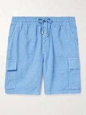Straight-Leg Linen Drawstring Cargo Shorts