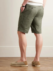 Straight-Leg Linen Drawstring Shorts