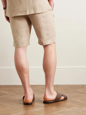 Straight-Leg Linen Drawstring Shorts