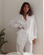 Sleepwear Linen Long Sleeve Shirt
